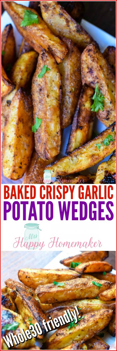Baked Crispy Garlic Potato Wedges