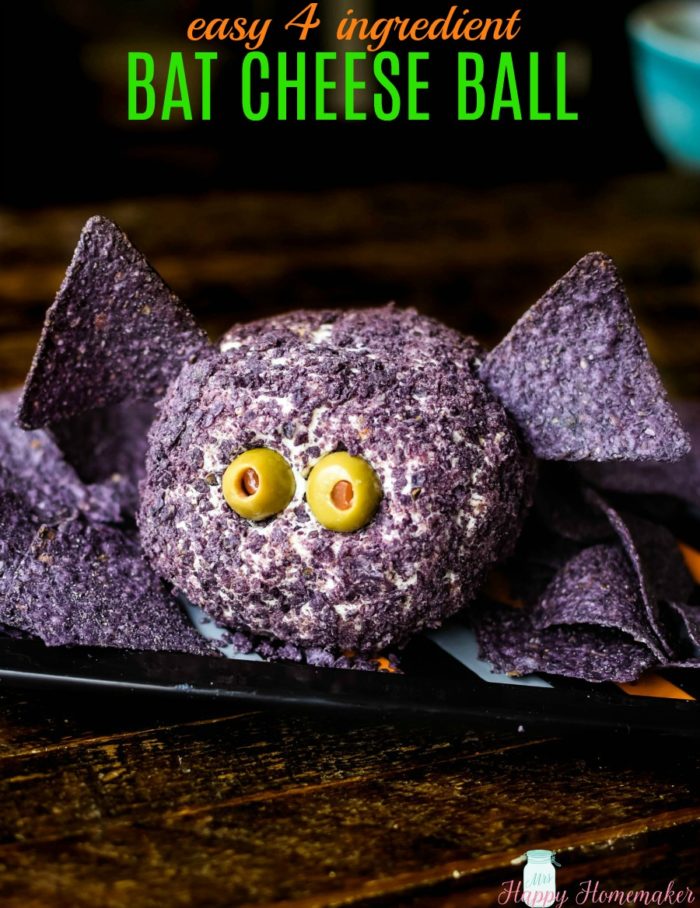 Easy 4 Ingredient Halloween Bat Cheese Ball