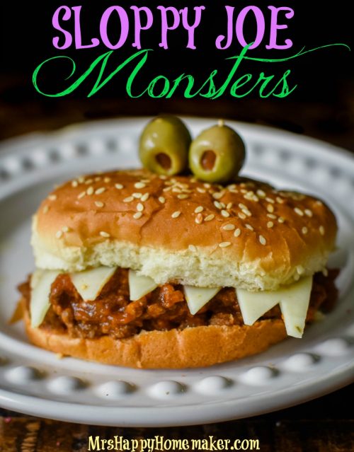 Sloppy Joe Monsters for Halloween | MrsHappyHomemaker.com