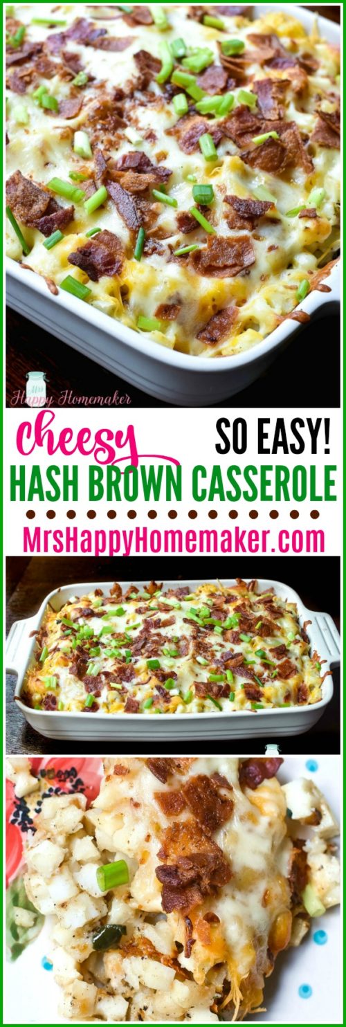 Easy Cheesy Hash Brown Casserole | MrsHappyHomemaker.com