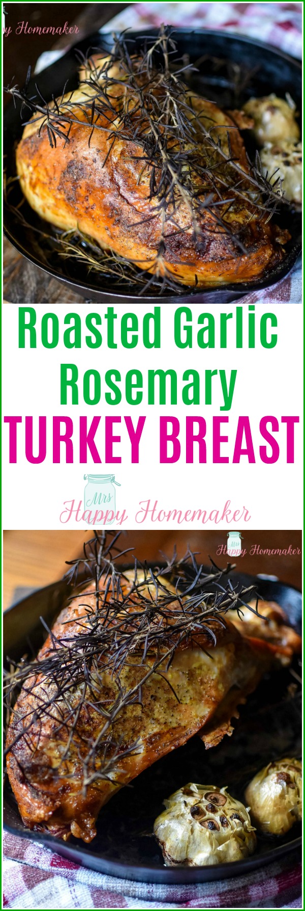 Roasted Garlic Rosemary Turkey Breast - this recipe is AMAZING | MrsHappyHomemaker.com @mrshappyhomemaker