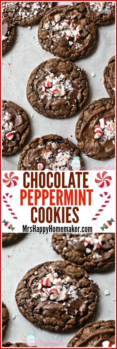 Chocolate Peppermint Cookies | MrsHappyHomemaker.com @MrsHappyHomemaker