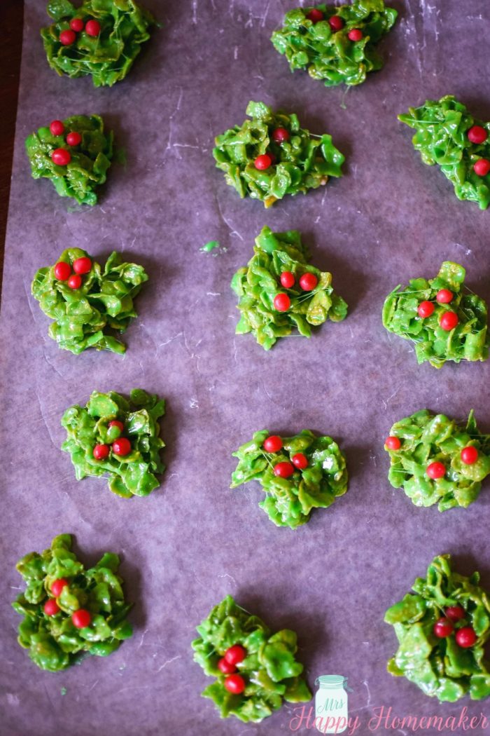 Easy No Bake Holly Berry Clusters Christmas Cookies