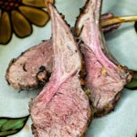 Easy Roasted Rack of Lamb - 3 pieces on a plate
