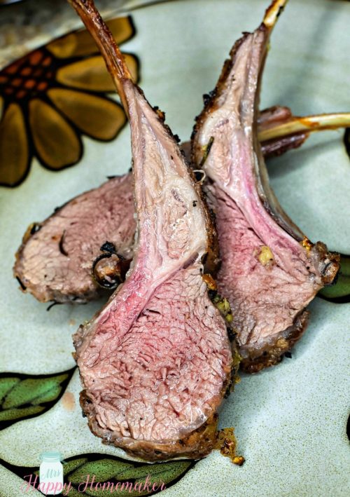 Easy Roasted Rack of Lamb - 3 pieces on a plate