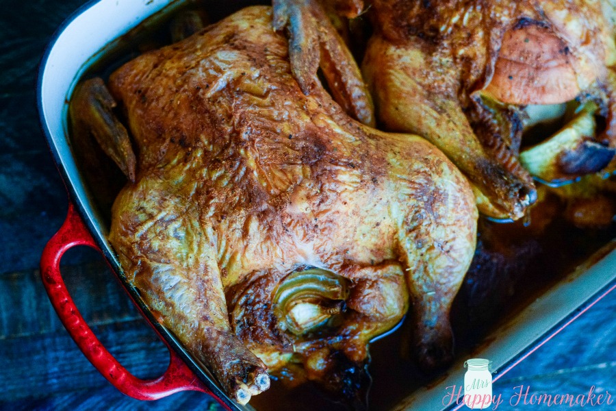 Oven Roasted Rotisserie Style Onion Chicken | MrsHappyHomemaker.com @mrshappyhomemaker