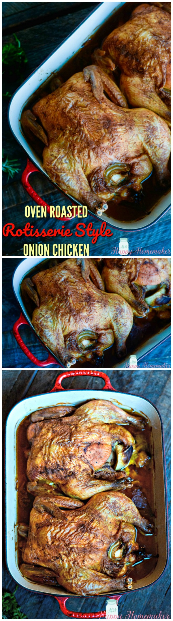 Oven Roasted Rotisserie Style Onion Chicken | MrsHappyHomemaker.com @MrsHappyHomemaker