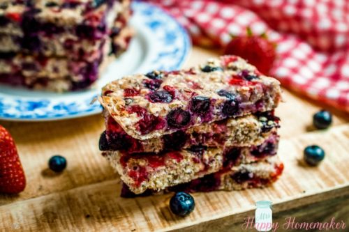 Berry Chia Granola Bars stacked up