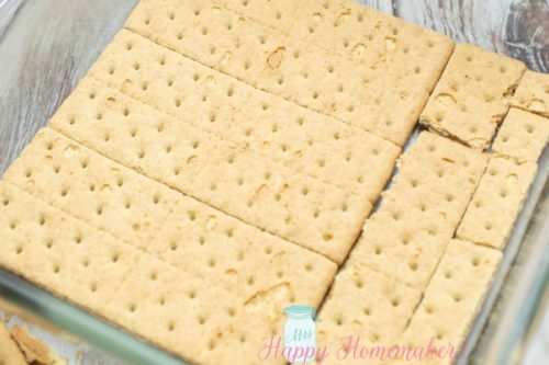 graham crackers fitted into a casserole dish
