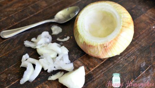 hollowed out Vidalia onion - hollowed out with a spoon