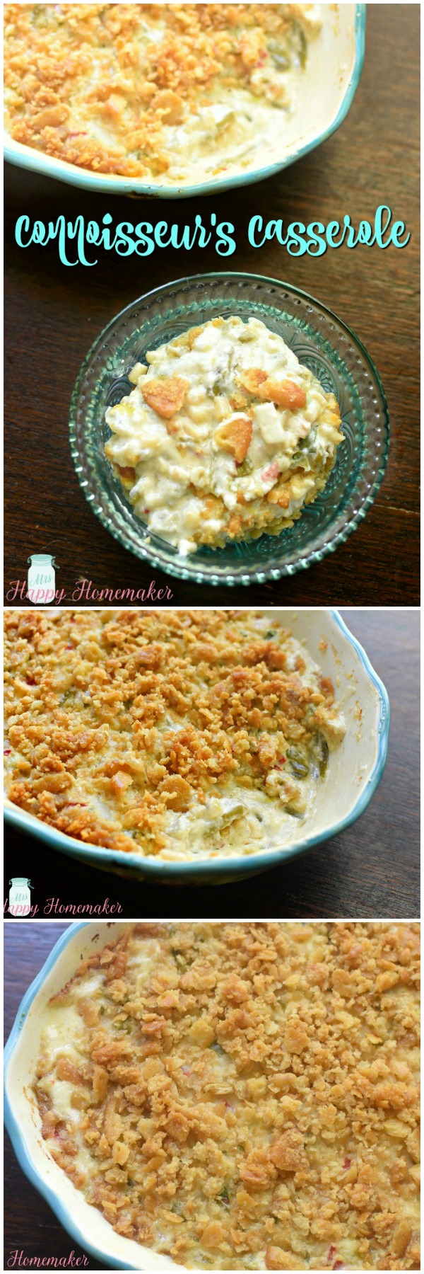 This Connoisseur's Casserole recipe was given to me by my grandmother many moons ago. It has been one of my favorite side dishes since I was a kid! | MrsHappyHomemaker.com @MrsHappyHomemaker #connoisseurscasserole #sidedish #southernrecipe #casserole 