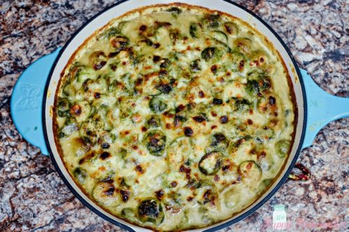 Creamy Brussel Sprouts Gratin with Garlic and Gouda