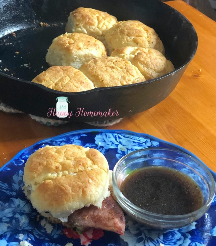 Country Ham Biscuits and redeye gravy