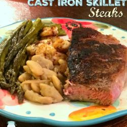 Foolproof Cast Iron Skillet Steaks | MrsHappyHomemaker.com @MrsHappyHomemaker #castironsteak #steak #castironcooking #castironskillet