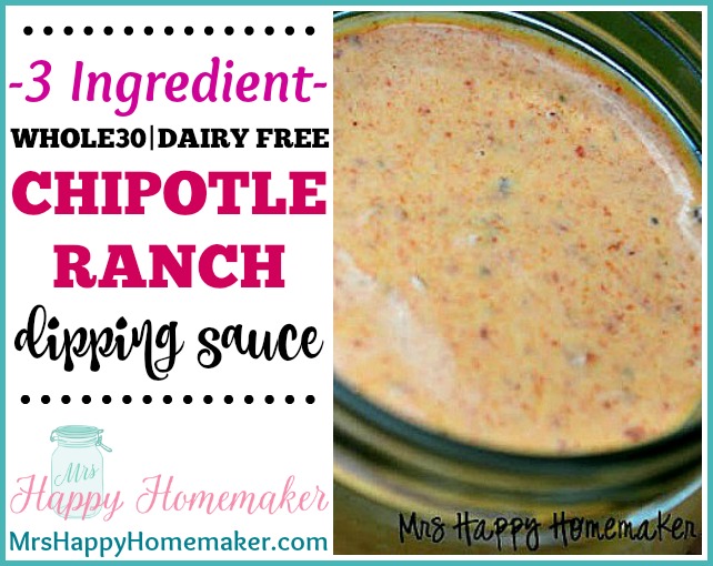 3 Ingredient Whole30 Dairy Free Chipotle Ranch Dipping Sauce