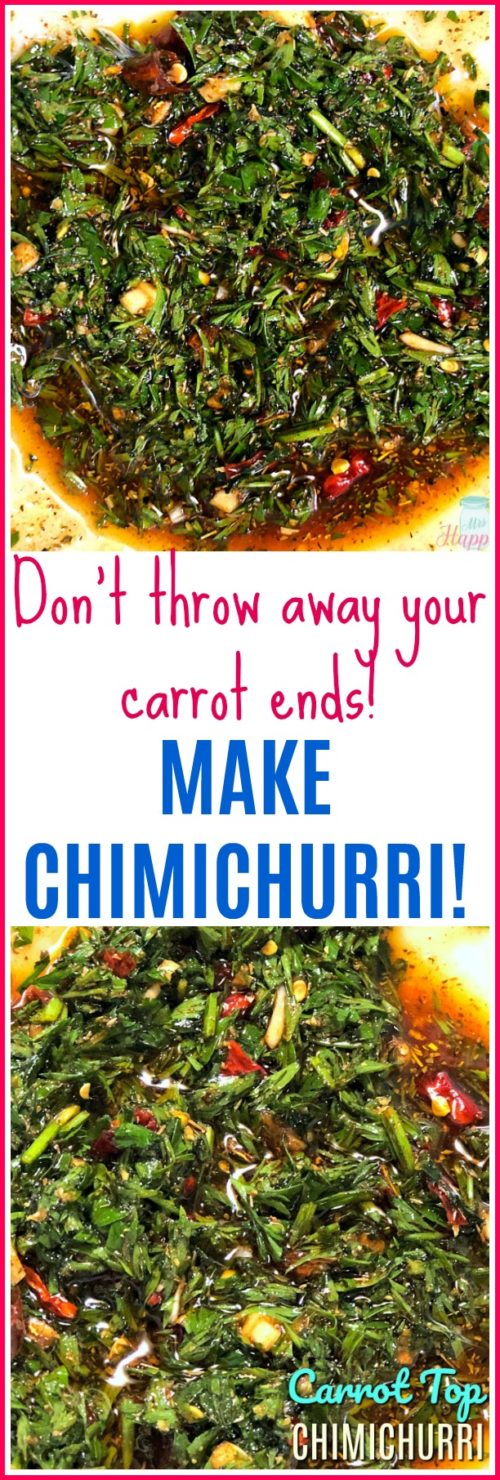 Don't throw away your carrot ends 'collage' Make Chimichurri! Carrot Top Chimichurri