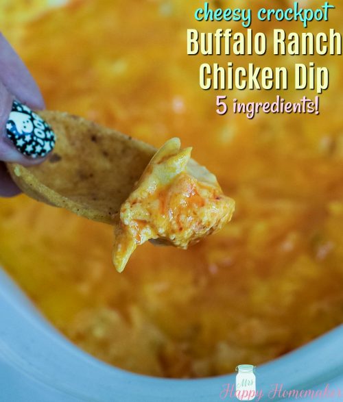 Cheesy Crockpot Buffalo Ranch Chicken Dip