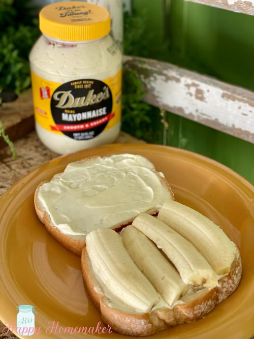 Banana and mayonnaise sandwich With dukes mayo