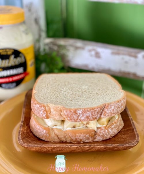 Banana and mayonnaise sandwich with dukes mayo