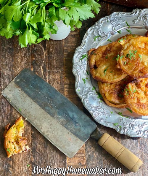 Fried Green Tomatoes with a knife