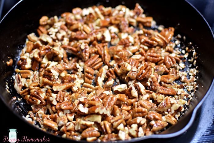 toasting pecans in a cast iron skillet