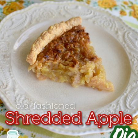 Shredded apple pie on a white plate