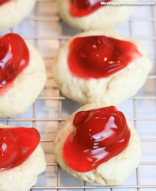 Cherry pie cookies on a wire rack