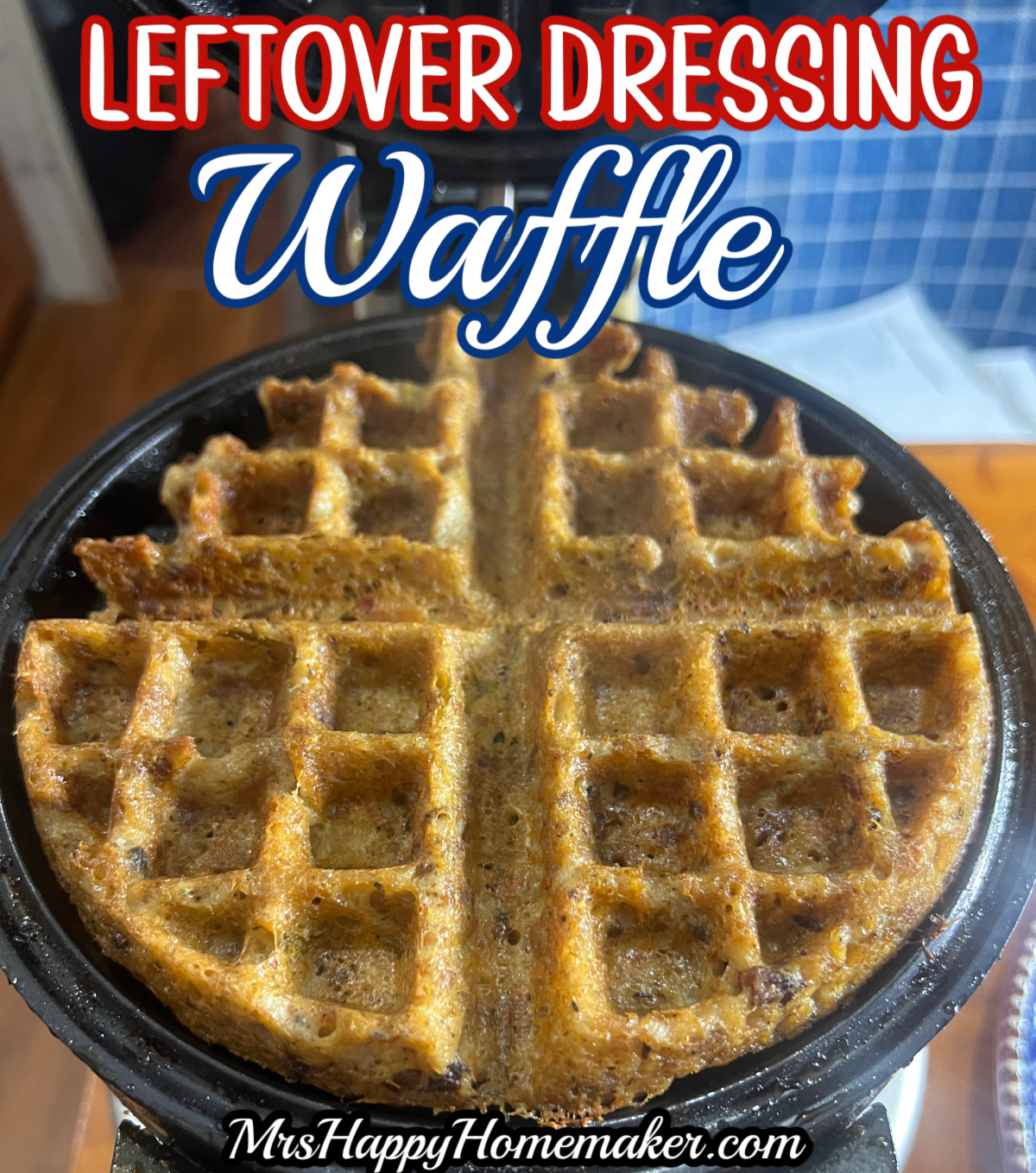 Leftover dressing waffle in the waffle maker