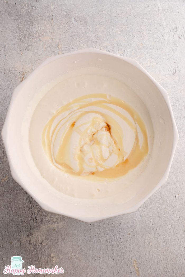 cream mixture in a white bowl