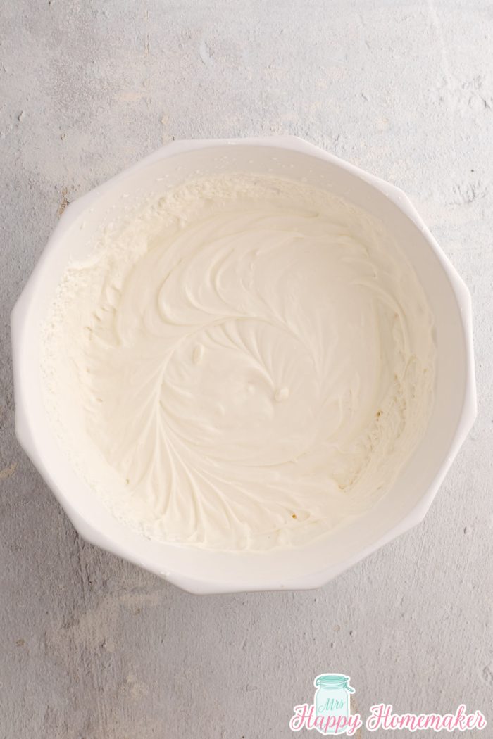 cream mixture in a white bowl