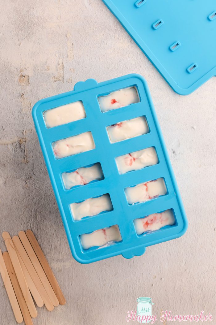 Strawberry Shortcake Ice Cream Bars in ice cream molds