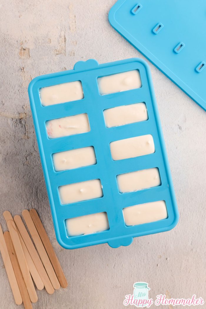 Strawberry Shortcake Ice Cream Bars in molds
