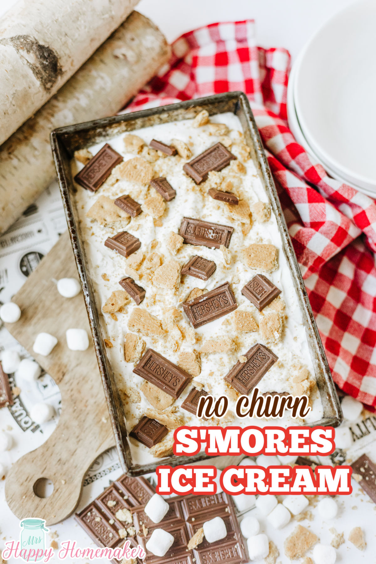 smores ice cream in a metal loaf pan