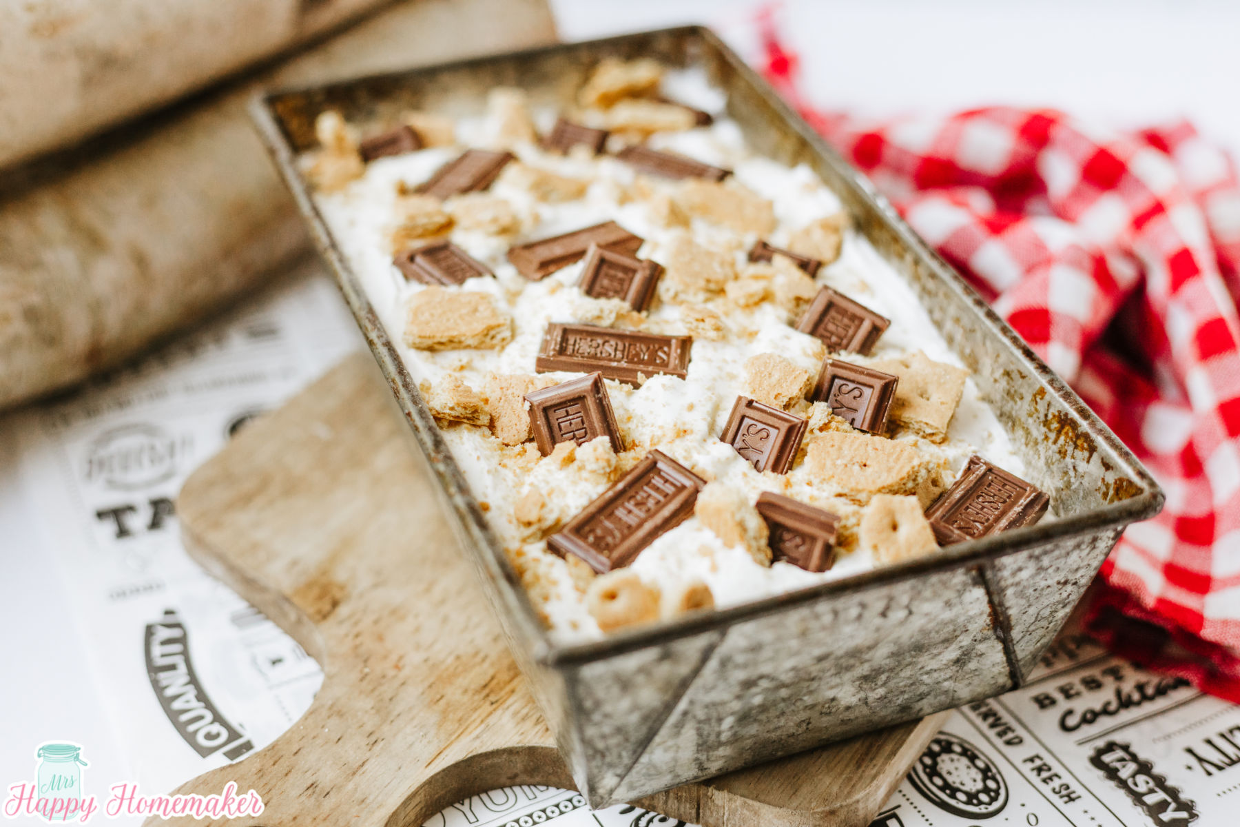 smores ice cream in a rectangle loaf pan