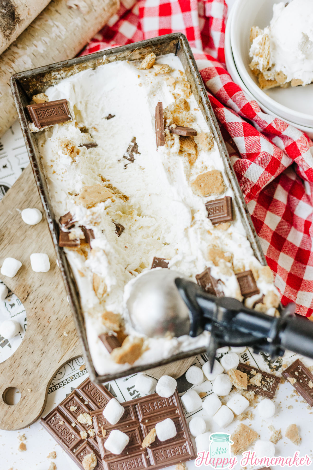 smores ice cream in a loaf pan
