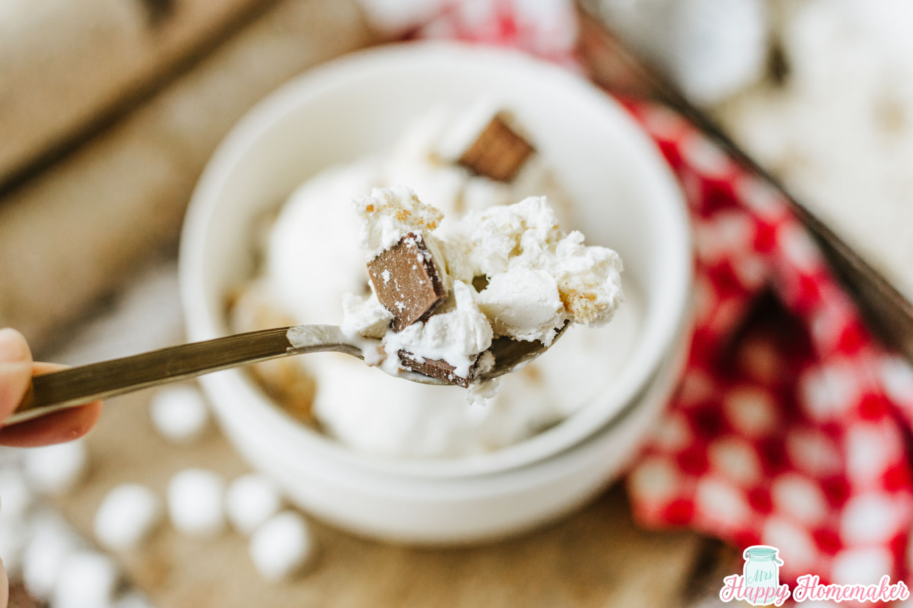 smores ice cream on a spoon