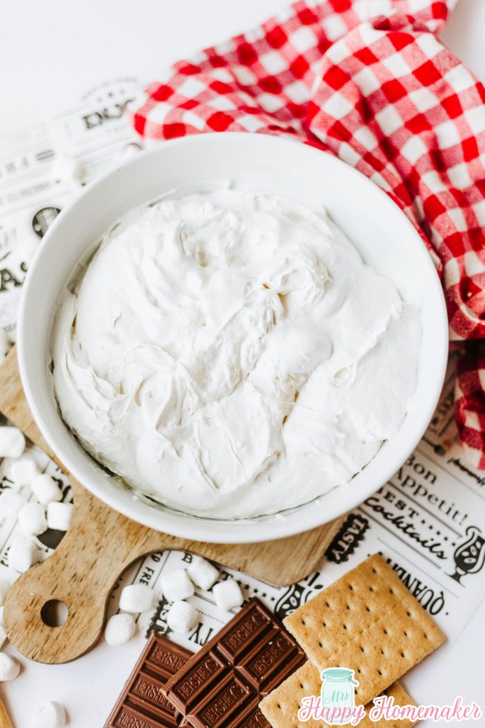 the cream mixture in a white bowl