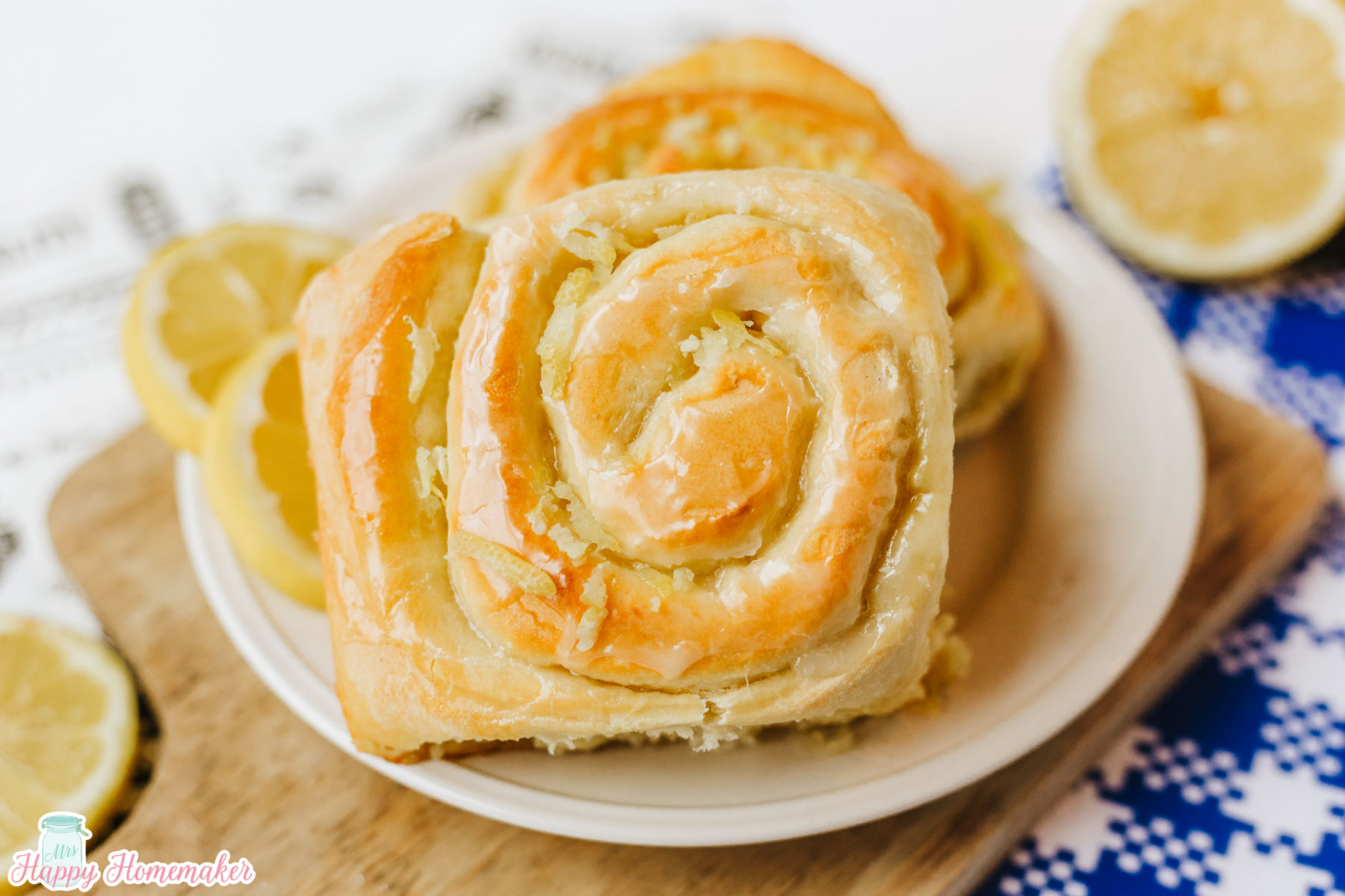 individual Lemon Roll on a plate