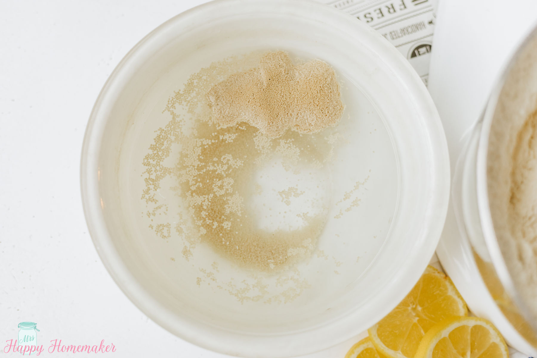 yeast blooming in a bowl