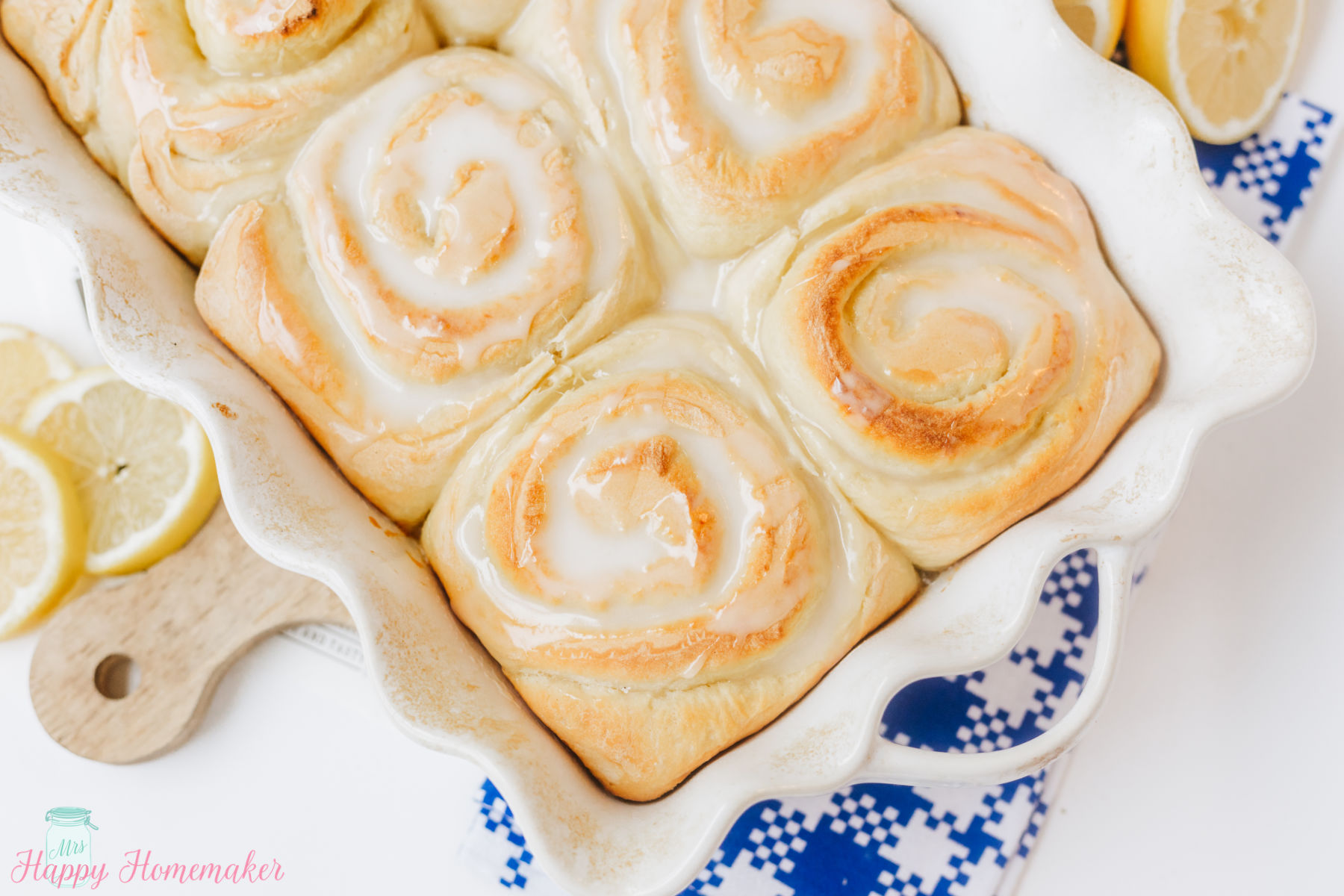 lemon rolls in a baking dish
