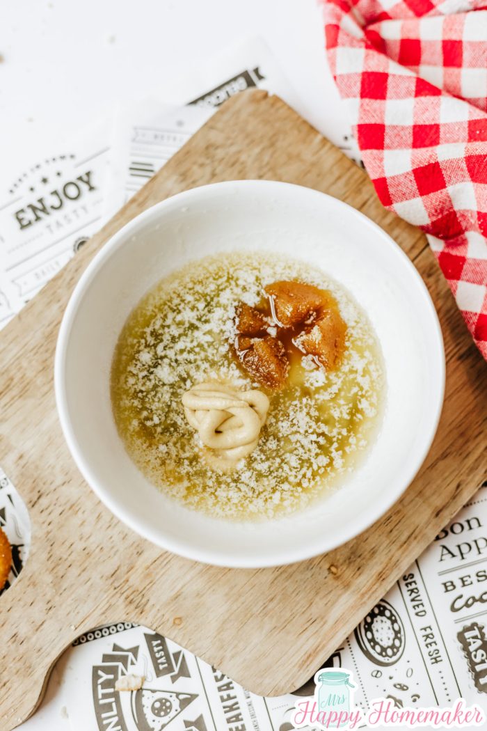 butter sauce ingredients in a white bowl