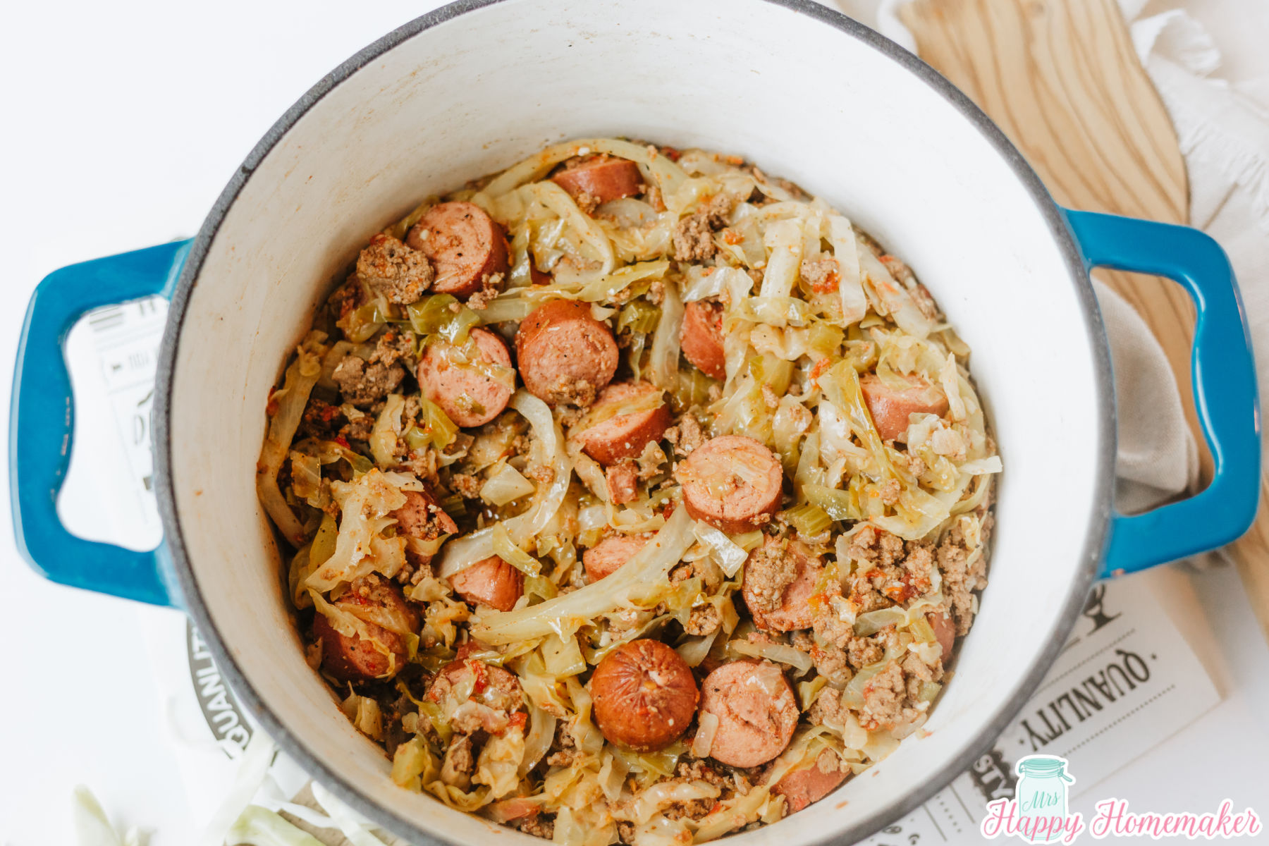 dirty cabbage in a dutch oven