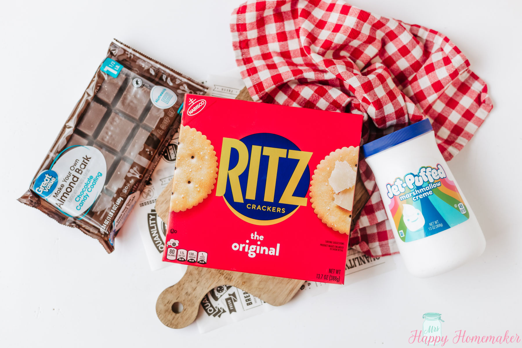 ingredients to make homemade 3 ingredient Moon Pies on a white countertop