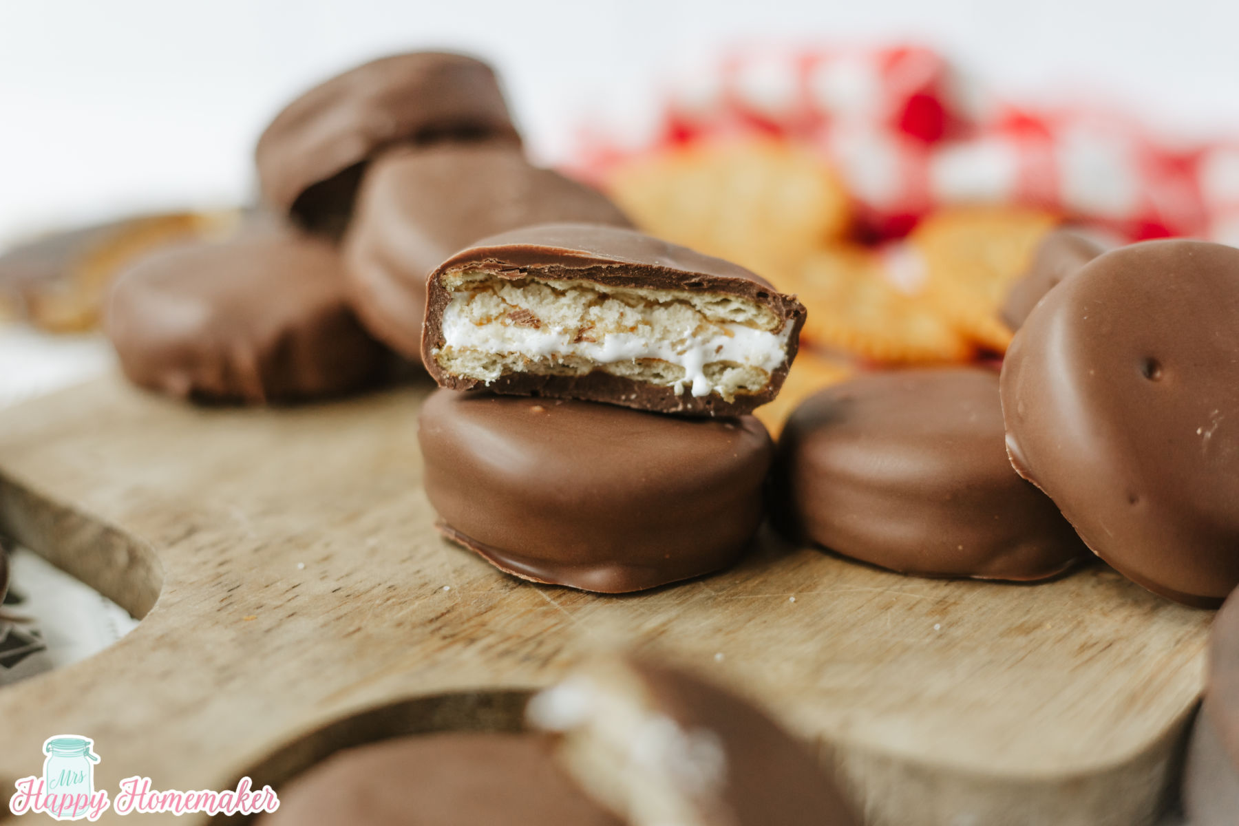 homemade 3 ingredient Moon Pies with a bite taken out of one
