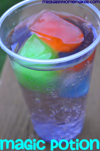 Magic Potion - sprite over multicolored KoolAid Ice Cubes