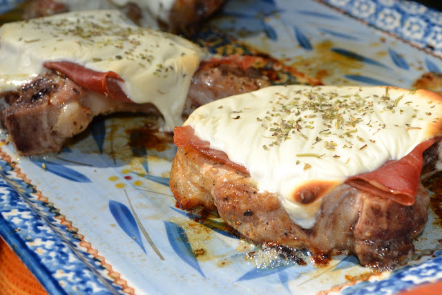 pork chops with mozzarella & prosciutto