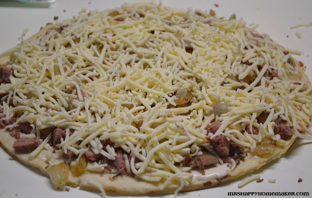 Philly cheesesteak pizza unbaked 